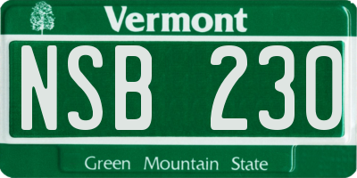 VT license plate NSB230