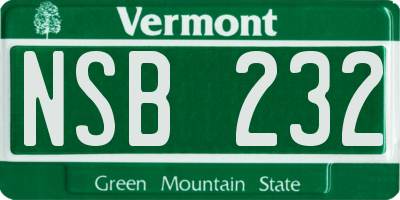 VT license plate NSB232