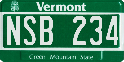 VT license plate NSB234