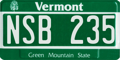 VT license plate NSB235