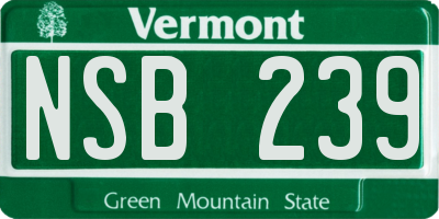 VT license plate NSB239