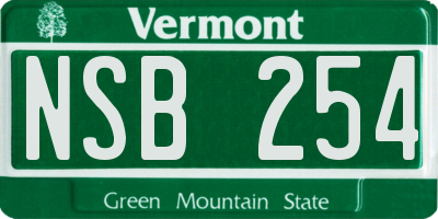 VT license plate NSB254