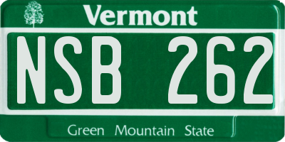 VT license plate NSB262