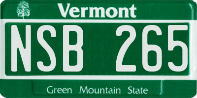 VT license plate NSB265