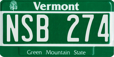 VT license plate NSB274