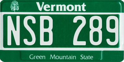 VT license plate NSB289