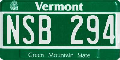 VT license plate NSB294