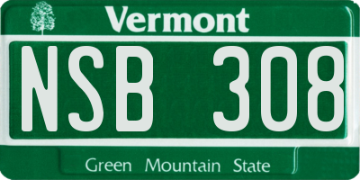 VT license plate NSB308