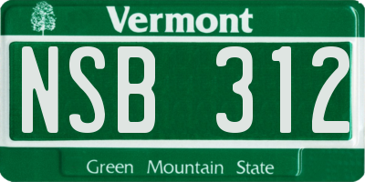 VT license plate NSB312