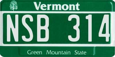 VT license plate NSB314