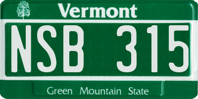 VT license plate NSB315