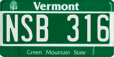 VT license plate NSB316