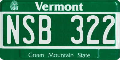 VT license plate NSB322