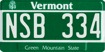 VT license plate NSB334