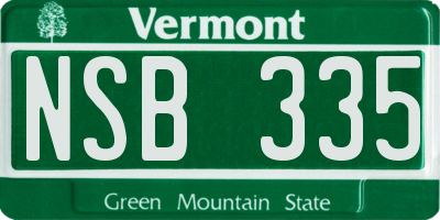 VT license plate NSB335