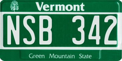 VT license plate NSB342