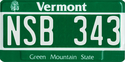 VT license plate NSB343
