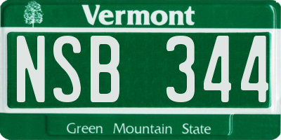VT license plate NSB344