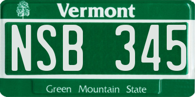 VT license plate NSB345