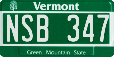 VT license plate NSB347