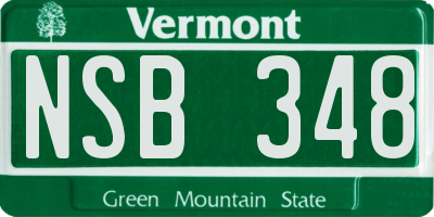 VT license plate NSB348