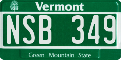 VT license plate NSB349