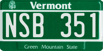 VT license plate NSB351