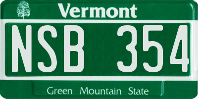 VT license plate NSB354