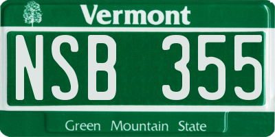 VT license plate NSB355