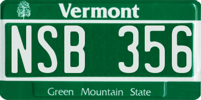 VT license plate NSB356
