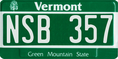 VT license plate NSB357