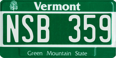 VT license plate NSB359