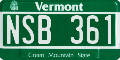 VT license plate NSB361