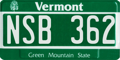VT license plate NSB362