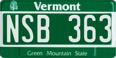 VT license plate NSB363