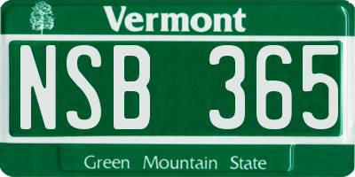 VT license plate NSB365