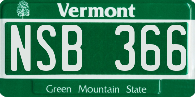 VT license plate NSB366