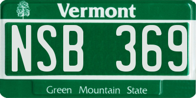 VT license plate NSB369