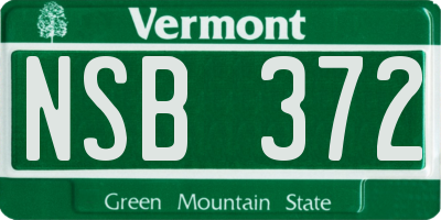 VT license plate NSB372