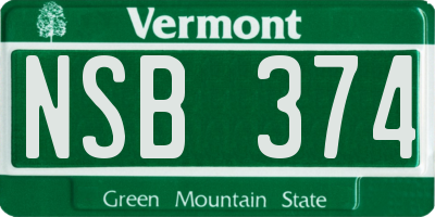 VT license plate NSB374