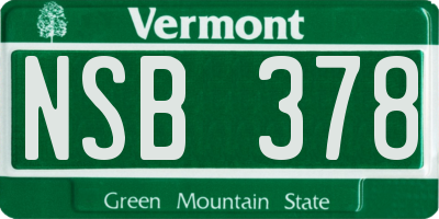 VT license plate NSB378