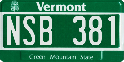 VT license plate NSB381