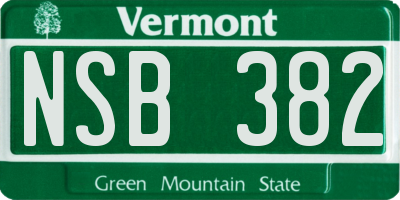 VT license plate NSB382