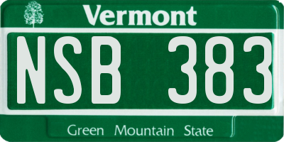 VT license plate NSB383
