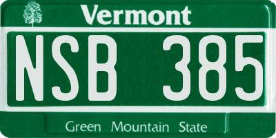 VT license plate NSB385