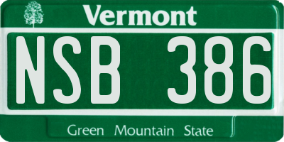 VT license plate NSB386