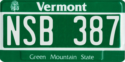 VT license plate NSB387