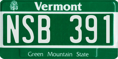 VT license plate NSB391