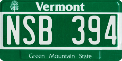 VT license plate NSB394