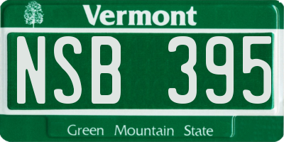 VT license plate NSB395